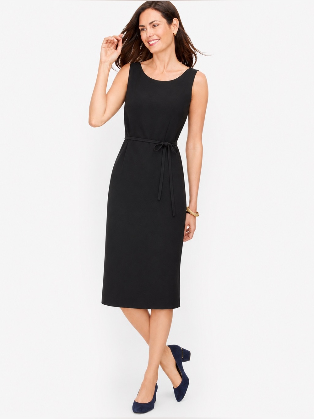 Lafayette 148 New York Classic Sleeveless Black Dress Belted Size XL *60